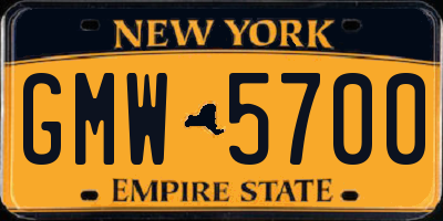 NY license plate GMW5700