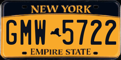 NY license plate GMW5722