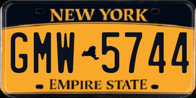 NY license plate GMW5744
