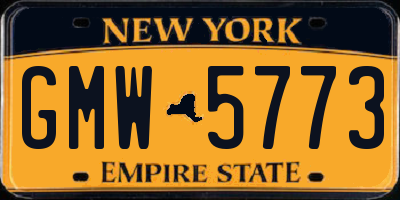 NY license plate GMW5773