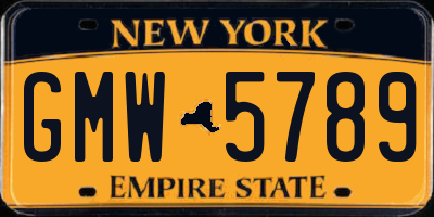 NY license plate GMW5789