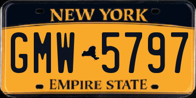 NY license plate GMW5797