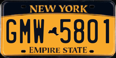 NY license plate GMW5801