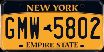NY license plate GMW5802