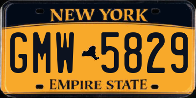 NY license plate GMW5829