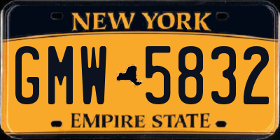 NY license plate GMW5832