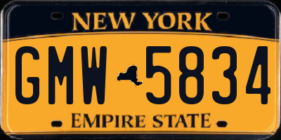NY license plate GMW5834