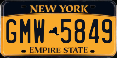 NY license plate GMW5849