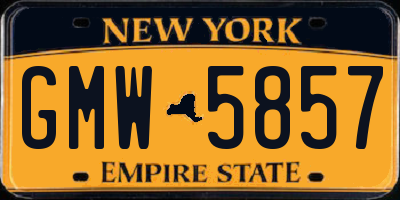 NY license plate GMW5857