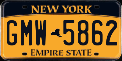 NY license plate GMW5862