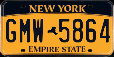 NY license plate GMW5864