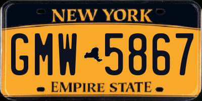 NY license plate GMW5867