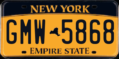 NY license plate GMW5868