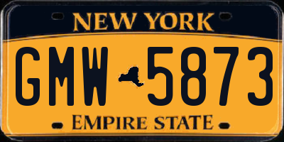 NY license plate GMW5873