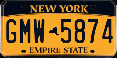 NY license plate GMW5874