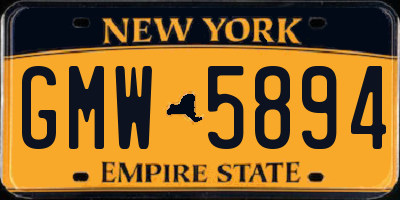 NY license plate GMW5894