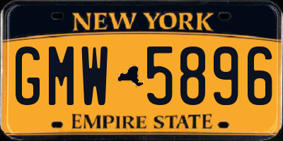 NY license plate GMW5896