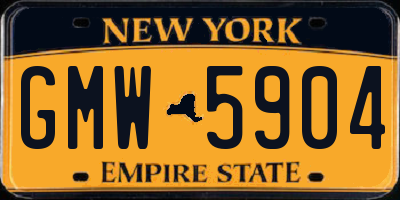 NY license plate GMW5904
