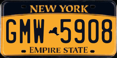 NY license plate GMW5908