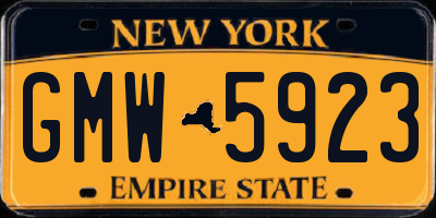 NY license plate GMW5923