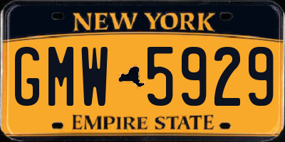 NY license plate GMW5929