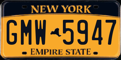 NY license plate GMW5947