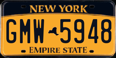 NY license plate GMW5948
