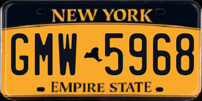 NY license plate GMW5968
