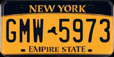 NY license plate GMW5973