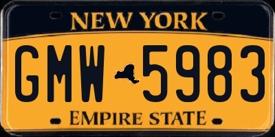 NY license plate GMW5983