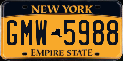 NY license plate GMW5988