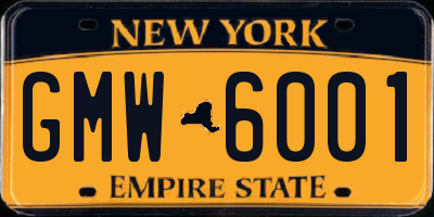NY license plate GMW6001