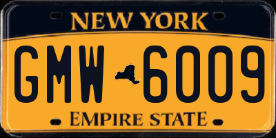 NY license plate GMW6009