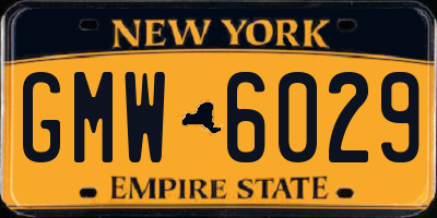 NY license plate GMW6029