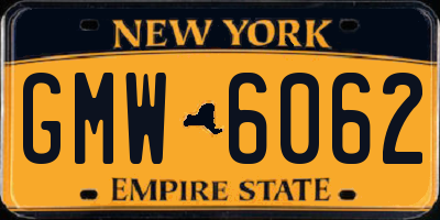 NY license plate GMW6062