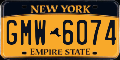 NY license plate GMW6074