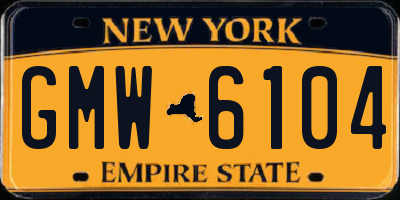NY license plate GMW6104