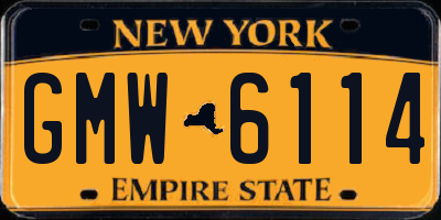 NY license plate GMW6114