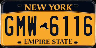 NY license plate GMW6116