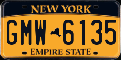NY license plate GMW6135