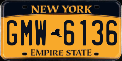 NY license plate GMW6136