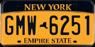 NY license plate GMW6251