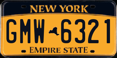 NY license plate GMW6321