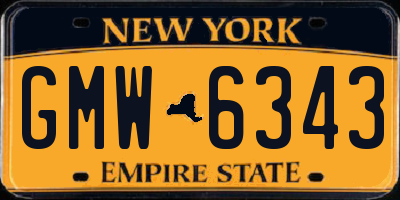 NY license plate GMW6343