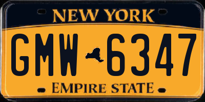 NY license plate GMW6347