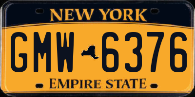 NY license plate GMW6376