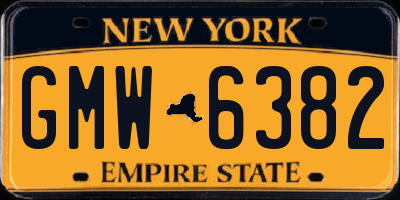 NY license plate GMW6382
