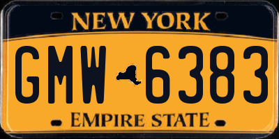 NY license plate GMW6383