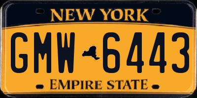 NY license plate GMW6443