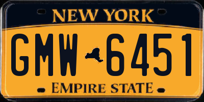 NY license plate GMW6451